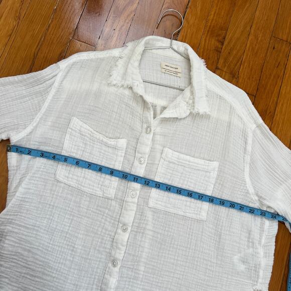Urban Outfitters UO Luca Gauzy Cotton Button Down Shirt White Size S - Picture 11 of 13